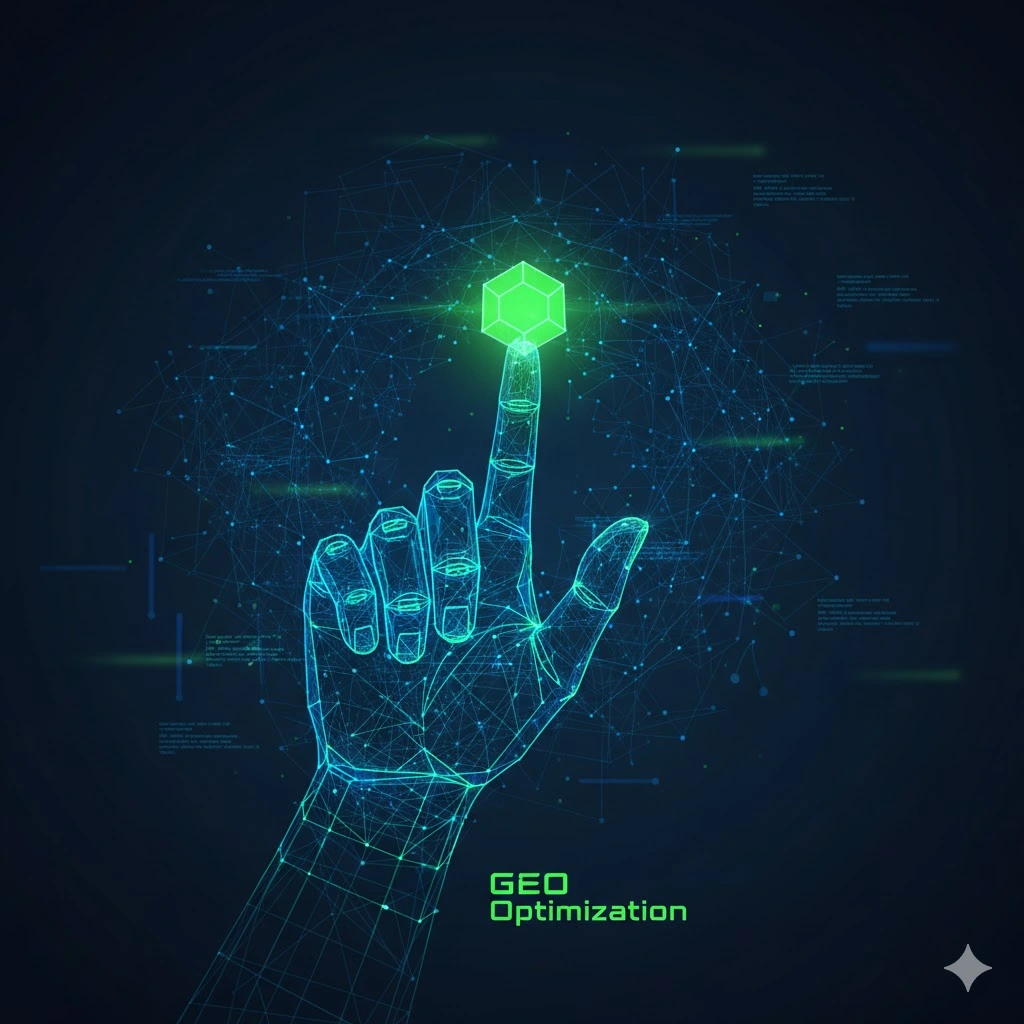 Agence GEO : illustration du Generative Engine Optimization, stratégie de référencement pour les IA génératives (ChatGPT, Gemini, etc.)